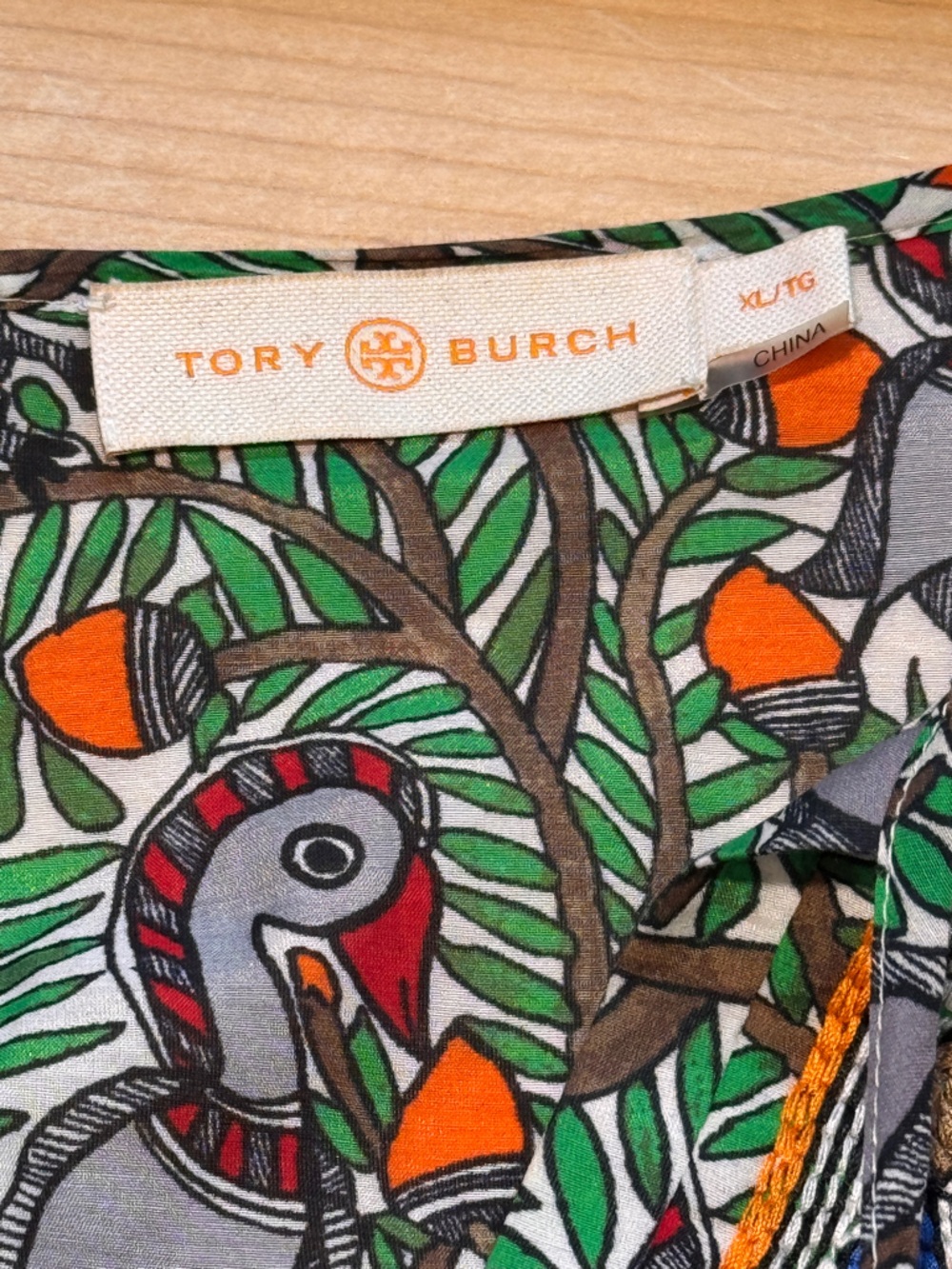 Tory Burch Green Cover Up Embroidered V-Neck Tunic Women XL EUC - Picture 3 of 9